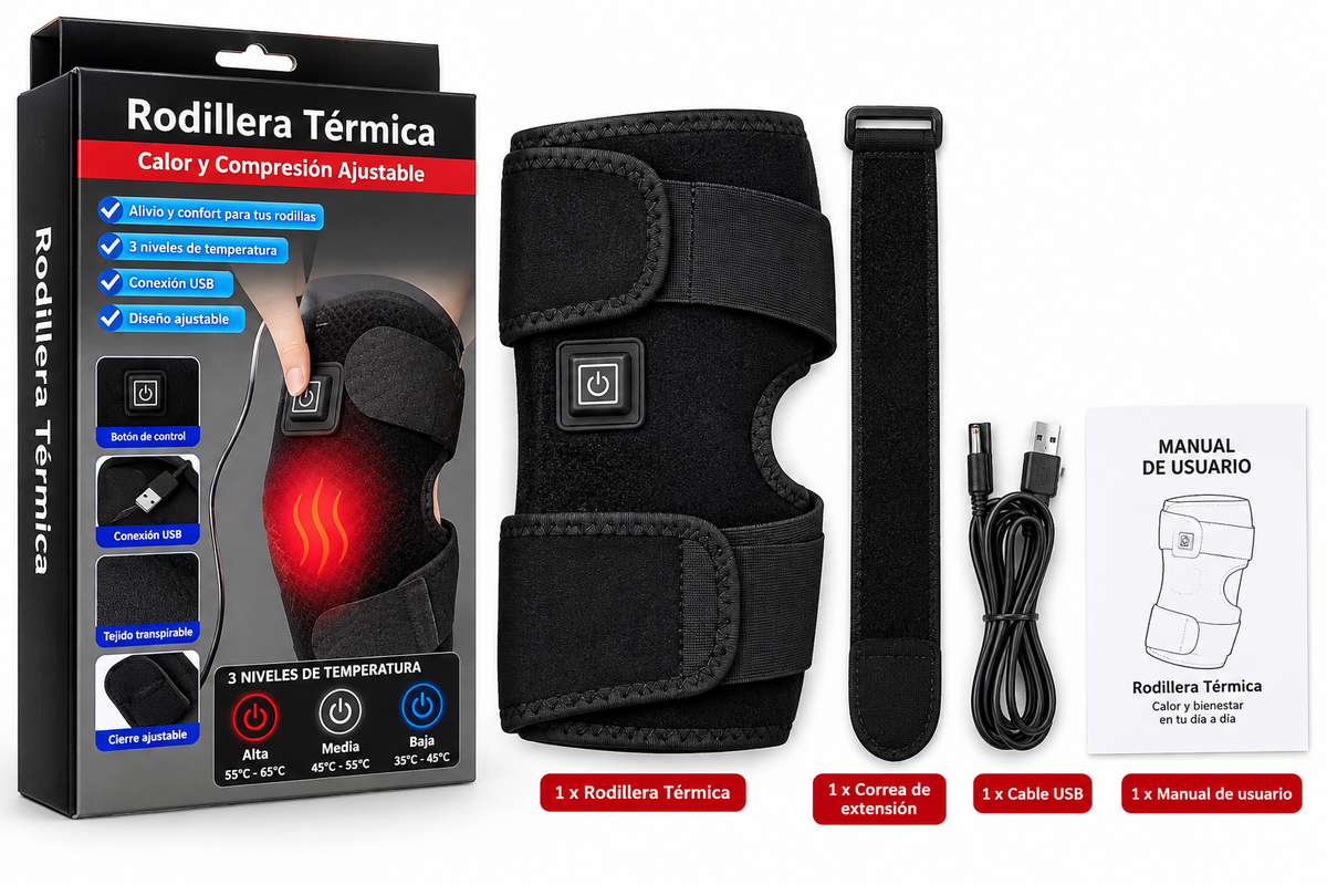 Rodillera Térmica Pro – Calor y Compresión Ajustable