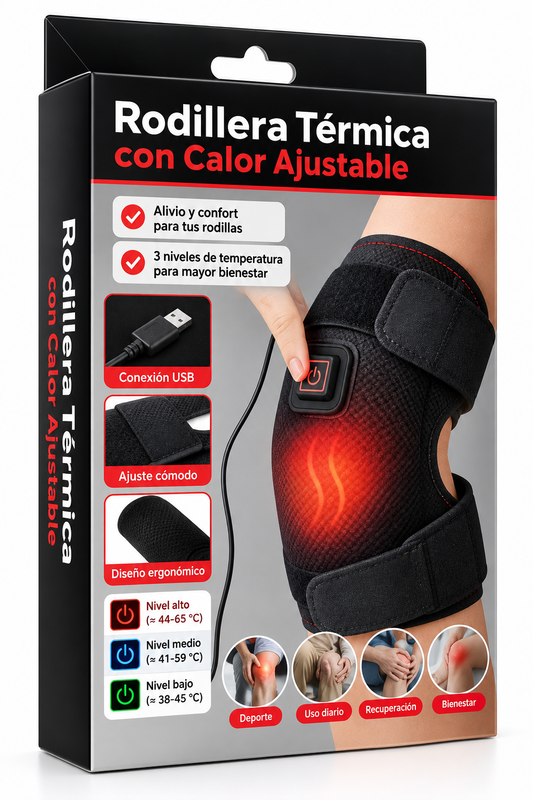 Rodillera Térmica Pro – Calor y Compresión Ajustable