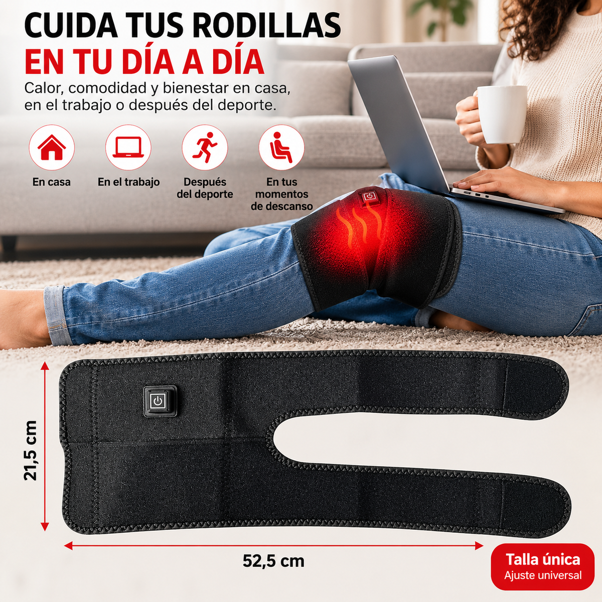 Rodillera Térmica Pro – Calor y Compresión Ajustable