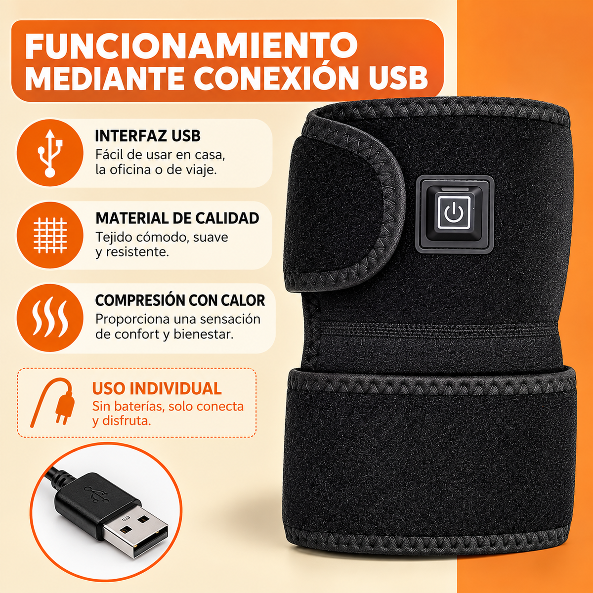 Rodillera Térmica Pro – Calor y Compresión Ajustable